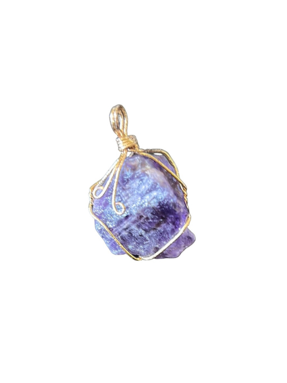 Amethyst Stone Wire Wrapped Pendant Purple